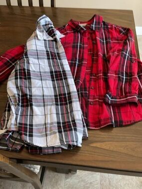 Allison Daley Women’s Red and White Plaid Button-Down Shirts